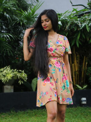 Honey Floral Crossover Mini Dress