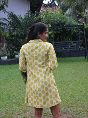 Gold dotted Long Sleeve Collared Dress