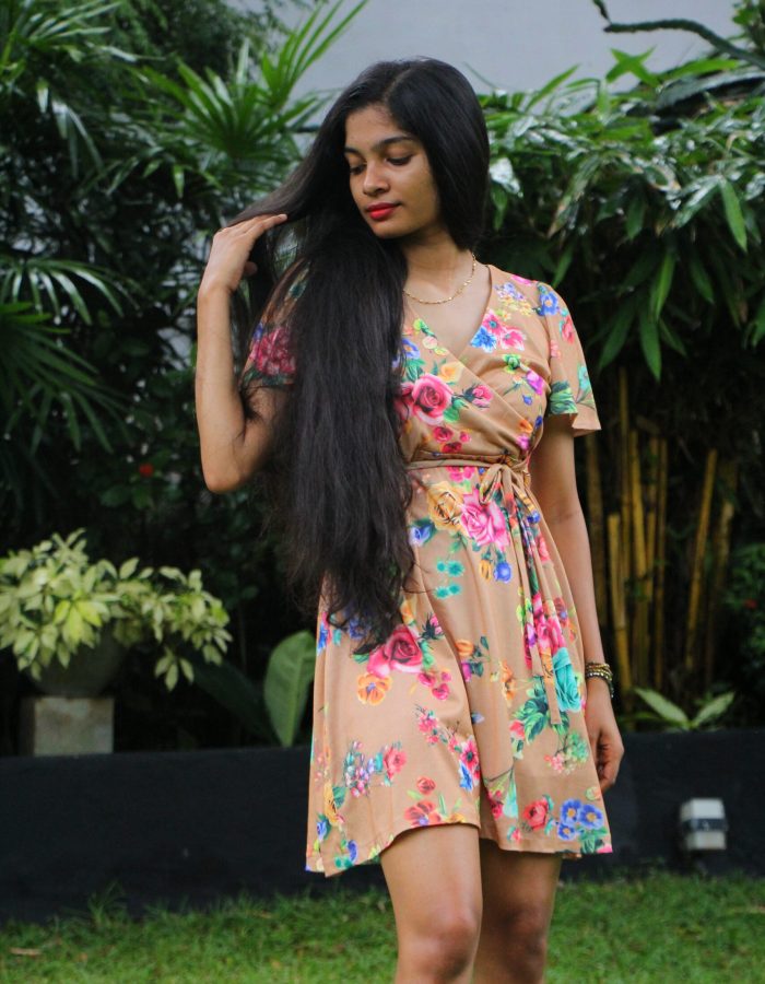 Honey Floral Crossover Mini Dress